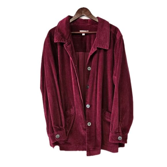 Woman Within Jacket Purple Corduroy Shacket Tunic Relaxed Fall Boho 26/28 2X - Picture 1 of 7
